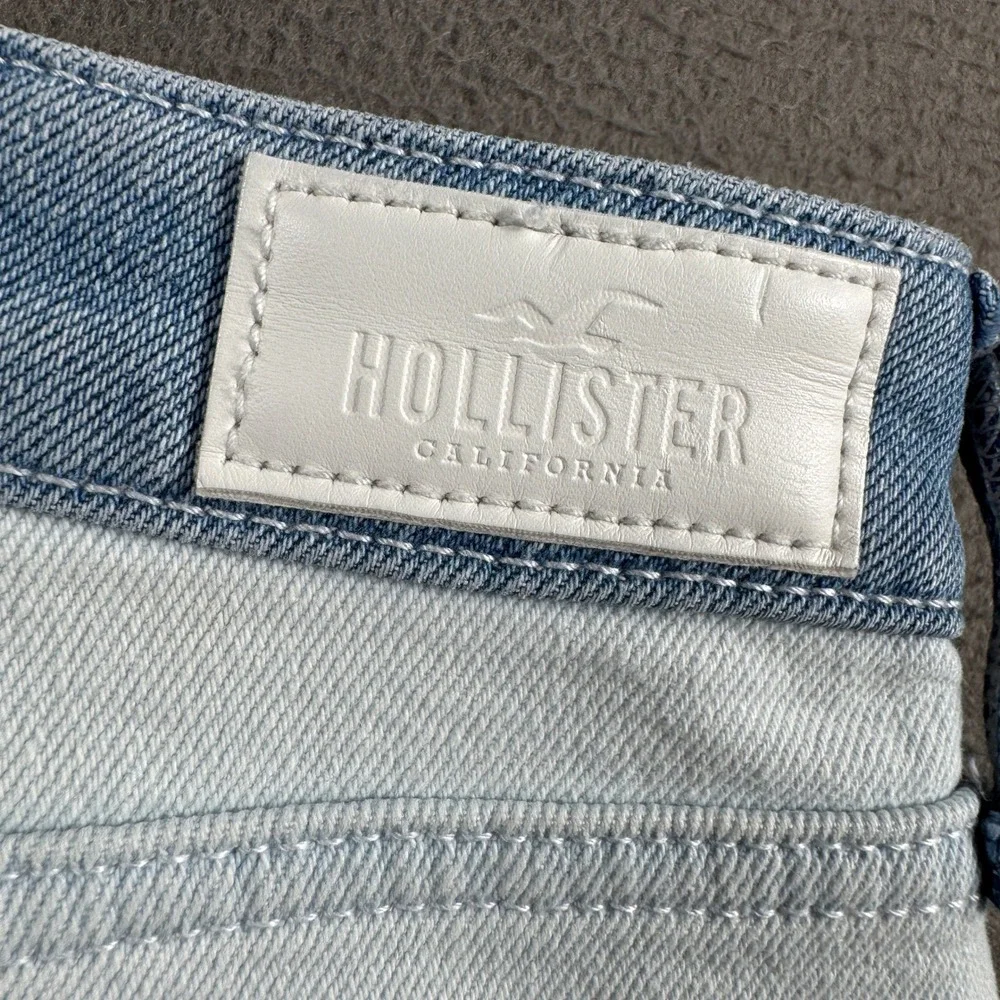Hollister Curvy High Rise Mom Jeans Womens 0R W24 Colorblock Patchwork Raw Hem